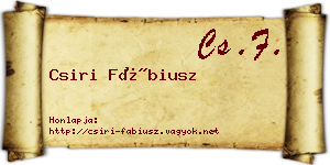 Csiri Fábiusz névjegykártya